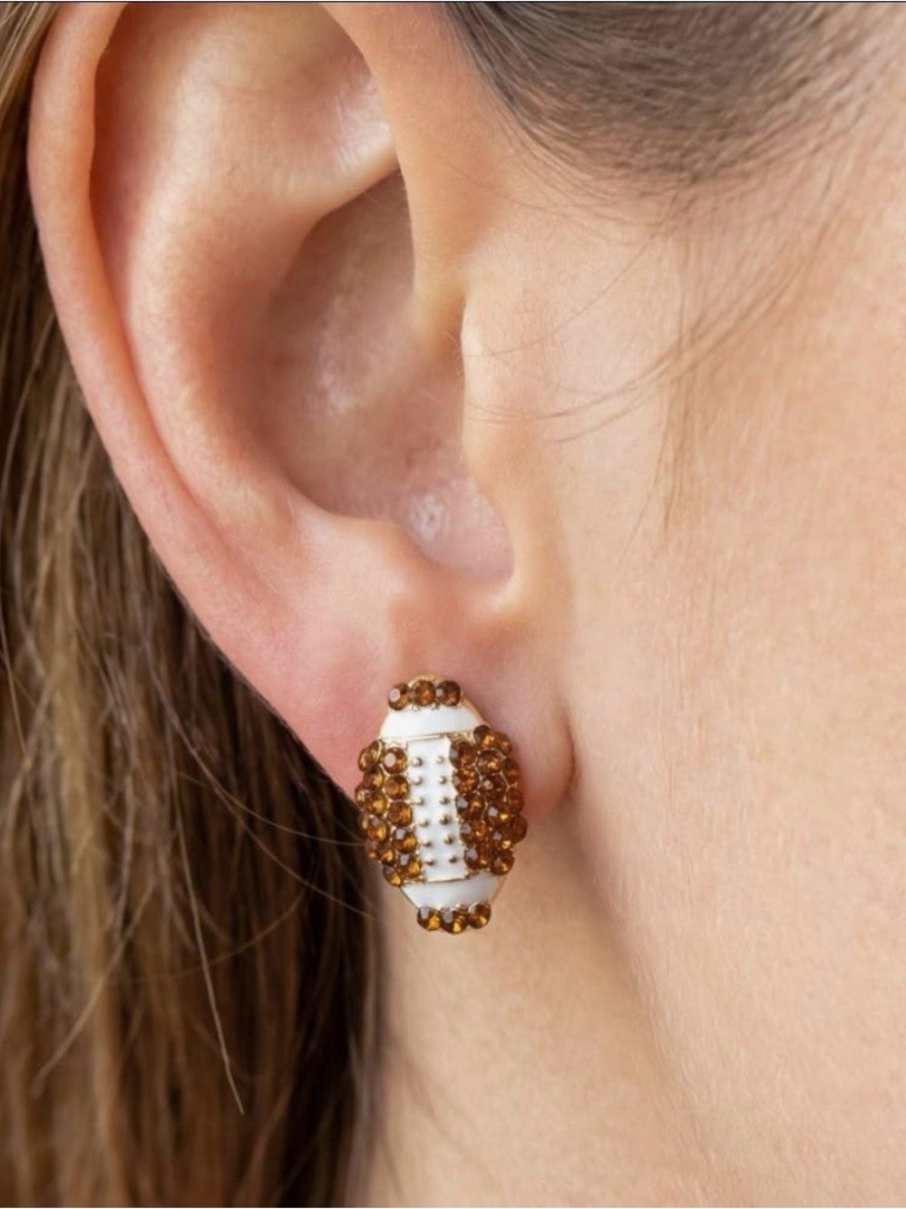 Crystal Football Stud Earrings
